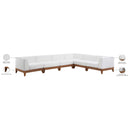  Meridian Rio 131" Off White Off White Water Resistant Fabric Upholstered 6 pc Modular Sectional IMAGE 4
