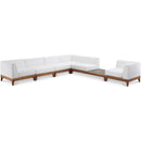  Meridian Rio 131" Off White Off White Water Resistant Fabric Upholstered 6 pc Modular Sectional IMAGE 1