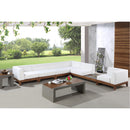  Meridian Rio 131" Off White Off White Water Resistant Fabric Upholstered 6 pc Modular Sectional IMAGE 2