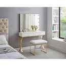  Meridian Monroe Gold Vegan Leather Upholstered Stool IMAGE 2
