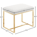  Meridian Monroe Gold Vegan Leather Upholstered Stool IMAGE 3