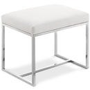  Meridian Monroe Chrome Vegan Leather Upholstered Stool IMAGE 1