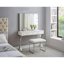  Meridian Monroe Chrome Vegan Leather Upholstered Stool IMAGE 2