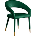  Color_Gold/ Green -- Destiny Green Velvet Upholstered Dining Chair IMAGE 1