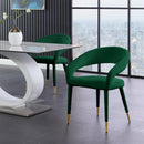  Color_Gold/ Green -- Destiny Green Velvet Upholstered Dining Chair IMAGE 2