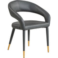  Color_Gold/ Grey -- Destiny Grey Vegan Leather Upholstered Dining Chair IMAGE 1