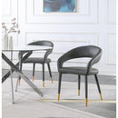  Color_Gold/ Grey -- Destiny Grey Vegan Leather Upholstered Dining Chair IMAGE 2