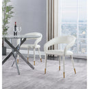  Color_Gold/ White -- Destiny White Vegan Leather Upholstered Dining Chair IMAGE 2