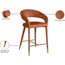 Meridian Destiny Cognac Velvet Stool IMAGE 8