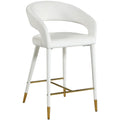  Color_Cream/ Gold -- Destiny Cream Velvet Upholstered Counter Stool IMAGE 1