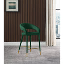  Color_Gold/ Green -- Destiny Green Velvet Upholstered Counter Stool IMAGE 2