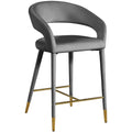  Color_Gold/ Grey -- Destiny Grey Velvet Upholstered Counter Stool IMAGE 1