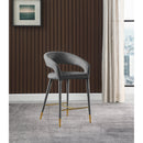  Color_Gold/ Grey -- Destiny Grey Velvet Upholstered Counter Stool IMAGE 2