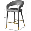  Color_Gold/ Grey -- Destiny Grey Velvet Upholstered Counter Stool IMAGE 7