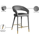 Color_Gold/ Grey -- Destiny Grey Velvet Upholstered Counter Stool IMAGE 8