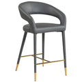  Color_Gold/ Grey -- Destiny Grey Vegan Leather Upholstered Counter Stool IMAGE 1