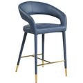  Color_Navy -- Destiny Navy Vegan Leather Upholstered Counter Stool IMAGE 1