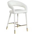  Color_Gold/ White -- Destiny White Vegan Leather Upholstered Counter Stool IMAGE 1