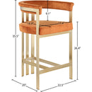  Color_Cognac -- Marcello Cognac Velvet Upholstered Counter Stool IMAGE 7
