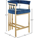  Color_Navy -- Marcello Navy Velvet Upholstered Counter Stool IMAGE 7