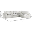  Manufacturer Color_Cream -- Serene 119" Cream Linen Textured Fabric Upholstered Deluxe Comfort 4 pc Modular Sectional IMAGE 14
