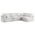  Manufacturer Color_Cream -- Serene 119" Cream Linen Textured Fabric Upholstered Deluxe Comfort 4 pc Modular Sectional IMAGE 1