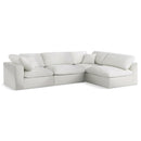  Manufacturer Color_Cream -- Serene 119" Cream Linen Textured Fabric Upholstered Deluxe Comfort 4 pc Modular Sectional IMAGE 1