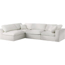  Manufacturer Color_Cream -- Serene 119" Cream Linen Textured Fabric Upholstered Deluxe Comfort 4 pc Modular Sectional IMAGE 2