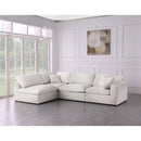  Manufacturer Color_Cream -- Serene 119" Cream Linen Textured Fabric Upholstered Deluxe Comfort 4 pc Modular Sectional IMAGE 3