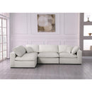  Manufacturer Color_Cream -- Serene 119" Cream Linen Textured Fabric Upholstered Deluxe Comfort 4 pc Modular Sectional IMAGE 5