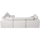  Manufacturer Color_Cream -- Serene 119" Cream Linen Textured Fabric Upholstered Deluxe Comfort 4 pc Modular Sectional IMAGE 8