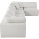  Manufacturer Color_Cream -- Serene 158" Cream Linen Textured Fabric Upholstered Deluxe Comfort 5 pc Modular Sectional IMAGE 10