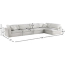  Manufacturer Color_Cream -- Serene 158" Cream Linen Textured Fabric Upholstered Deluxe Comfort 5 pc Modular Sectional IMAGE 14