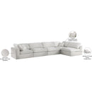  Manufacturer Color_Cream -- Serene 158" Cream Linen Textured Fabric Upholstered Deluxe Comfort 5 pc Modular Sectional IMAGE 15