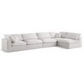  Manufacturer Color_Cream -- Serene 158" Cream Linen Textured Fabric Upholstered Deluxe Comfort 5 pc Modular Sectional IMAGE 1