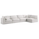  Manufacturer Color_Cream -- Serene 158" Cream Linen Textured Fabric Upholstered Deluxe Comfort 5 pc Modular Sectional IMAGE 1