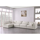 Manufacturer Color_Cream -- Serene 158" Cream Linen Textured Fabric Upholstered Deluxe Comfort 5 pc Modular Sectional IMAGE 3