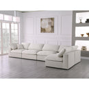  Manufacturer Color_Cream -- Serene 158" Cream Linen Textured Fabric Upholstered Deluxe Comfort 5 pc Modular Sectional IMAGE 4