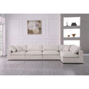  Manufacturer Color_Cream -- Serene 158" Cream Linen Textured Fabric Upholstered Deluxe Comfort 5 pc Modular Sectional IMAGE 5
