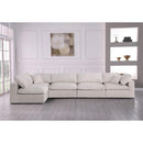  Manufacturer Color_Cream -- Serene 158" Cream Linen Textured Fabric Upholstered Deluxe Comfort 5 pc Modular Sectional IMAGE 6