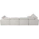  Manufacturer Color_Cream -- Serene 158" Cream Linen Textured Fabric Upholstered Deluxe Comfort 5 pc Modular Sectional IMAGE 7