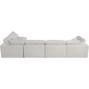  Manufacturer Color_Cream -- Serene 158" Cream Linen Textured Fabric Upholstered Deluxe Comfort 5 pc Modular Sectional IMAGE 8