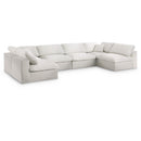  Manufacturer Color_Cream -- Serene 158" Cream Linen Textured Fabric Upholstered Deluxe Comfort 6 pc Modular Sectional IMAGE 1