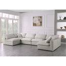  Manufacturer Color_Cream -- Serene 158" Cream Linen Textured Fabric Upholstered Deluxe Comfort 6 pc Modular Sectional IMAGE 2