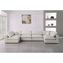  Manufacturer Color_Cream -- Serene 158" Cream Linen Textured Fabric Upholstered Deluxe Comfort 6 pc Modular Sectional IMAGE 3