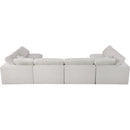  Manufacturer Color_Cream -- Serene 158" Cream Linen Textured Fabric Upholstered Deluxe Comfort 6 pc Modular Sectional IMAGE 4