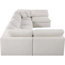  Manufacturer Color_Cream -- Serene 158" Cream Linen Textured Fabric Upholstered Deluxe Comfort 6 pc Modular Sectional IMAGE 5