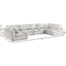  Manufacturer Color_Cream -- Serene 158" Cream Linen Textured Fabric Upholstered Deluxe Comfort 6 pc Modular Sectional IMAGE 9