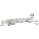  Manufacturer Color_Cream -- Serene 197" Cream Linen Textured Fabric Upholstered Deluxe Comfort 7 pc Modular Sectional IMAGE 10