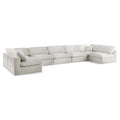  Manufacturer Color_Cream -- Serene 197" Cream Linen Textured Fabric Upholstered Deluxe Comfort 7 pc Modular Sectional IMAGE 1